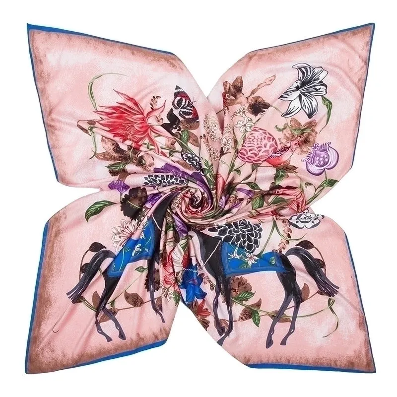 130cm Flower Carriage Twill Large Square Scarf Scarf Sunscreen Shawl Wholesale
