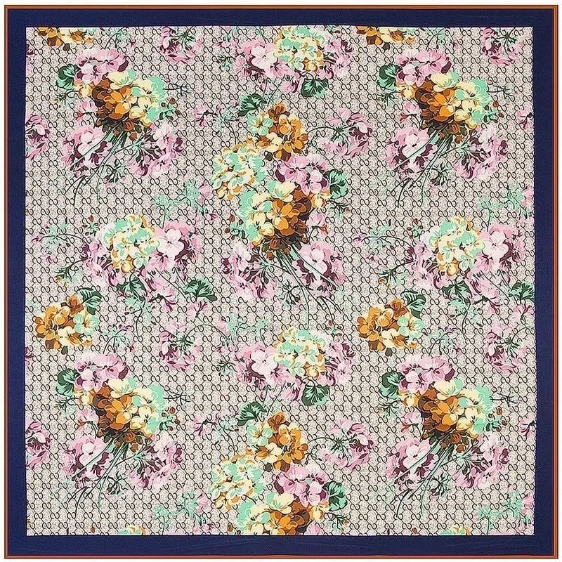130cm Flower Carriage Twill Large Square Scarf Scarf Sunscreen Shawl Wholesale