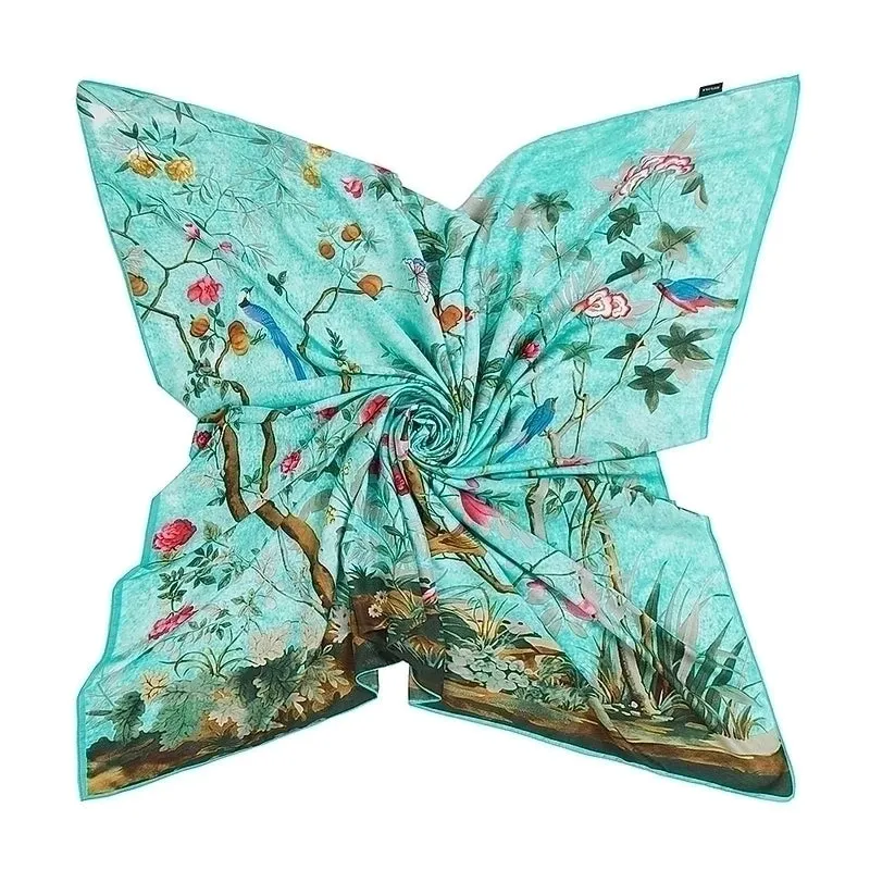 130cm Flower Carriage Twill Large Square Scarf Scarf Sunscreen Shawl Wholesale