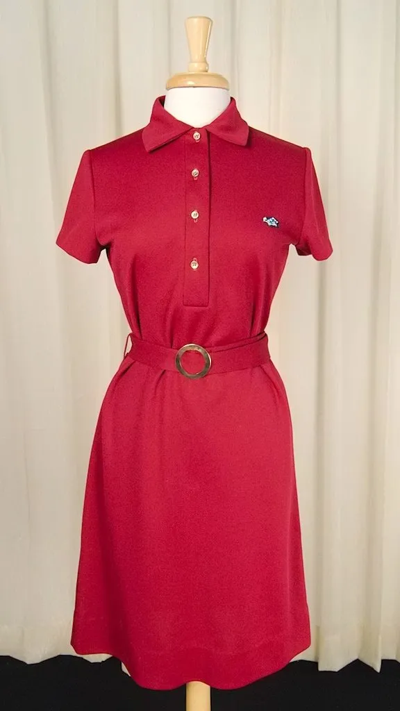 1960s Burgundy Polo Shirt Dress