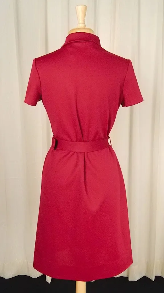 1960s Burgundy Polo Shirt Dress