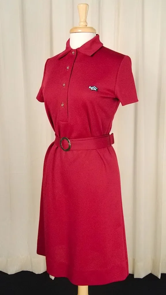 1960s Burgundy Polo Shirt Dress