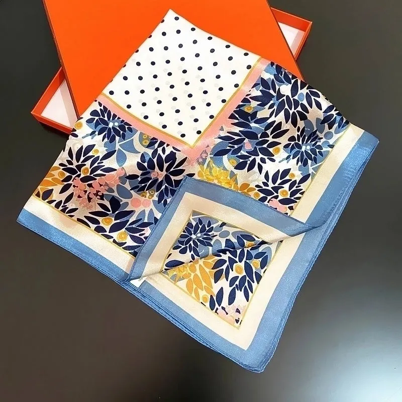 60cm Spring New Little Leaves Professional Ladies Square Scarf Silk Scarf Wholesale