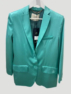 Armand Teal Silk Single-Breasted Jacket