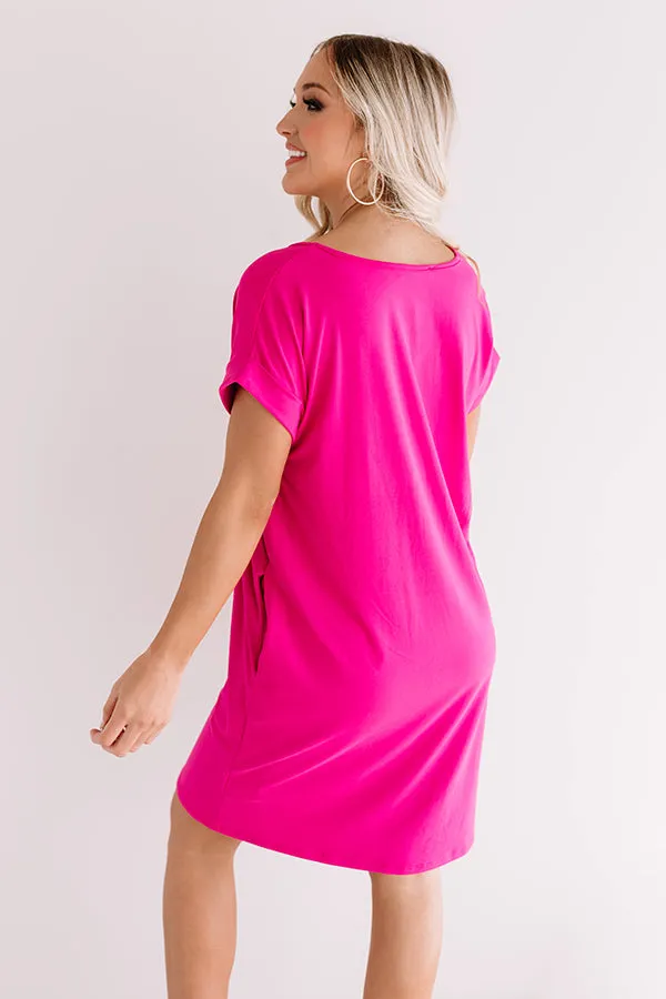 Back To Basics T-Shirt Dress In Hot Pink