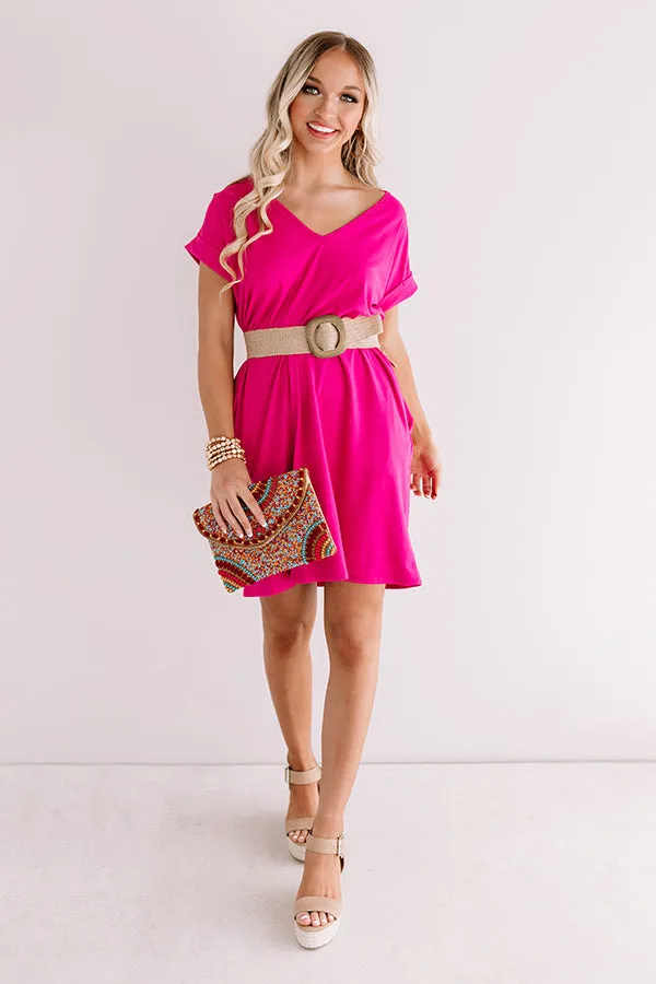 Back To Basics T-Shirt Dress In Hot Pink