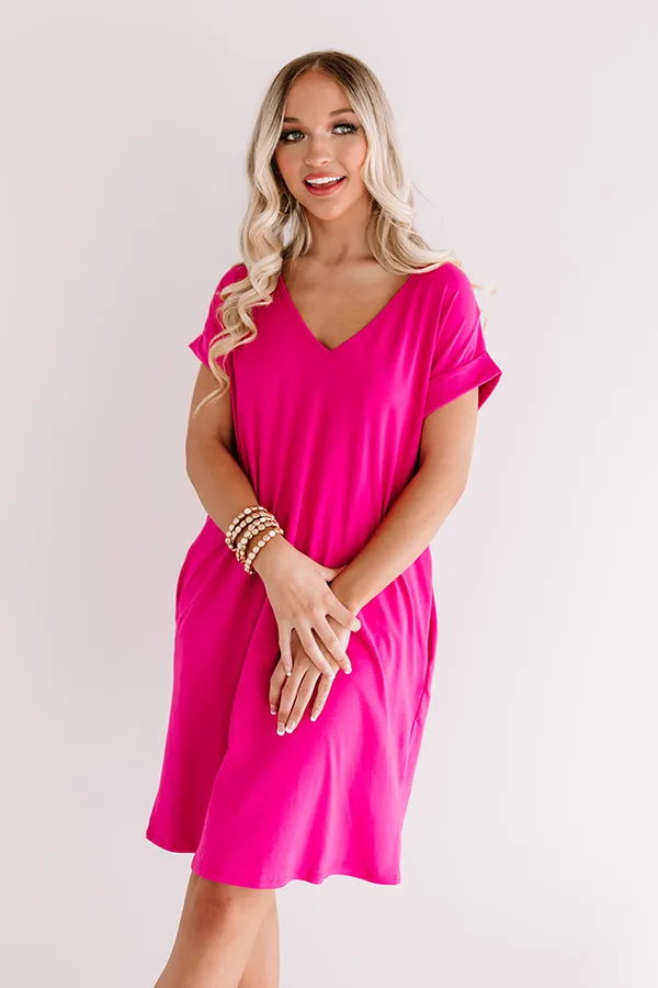 Back To Basics T-Shirt Dress In Hot Pink