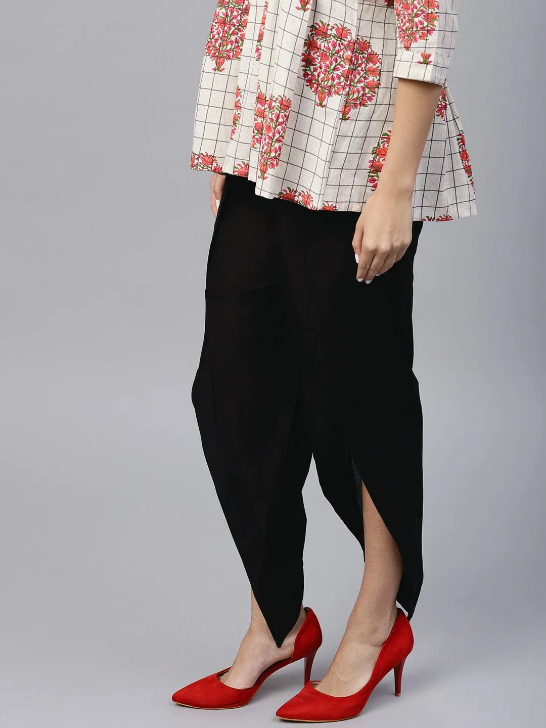 Black Ankle Length Cotton Tulip Pant