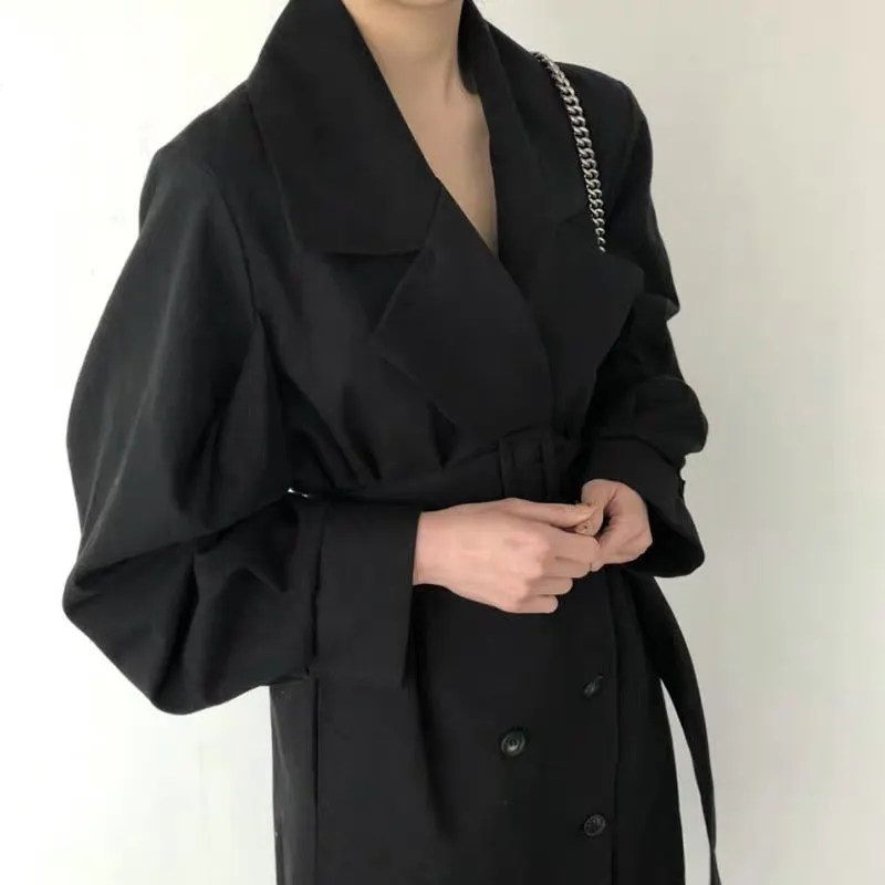 British Style Double Breasted Trench Coat with Belt