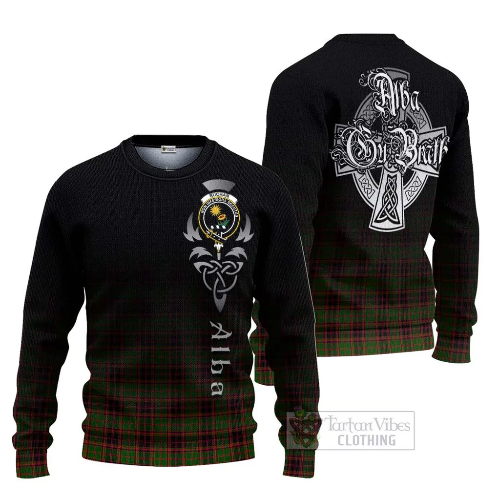 Buchan Tartan Ugly Sweater Featuring Alba Gu Brath Family Crest Celtic Inspired