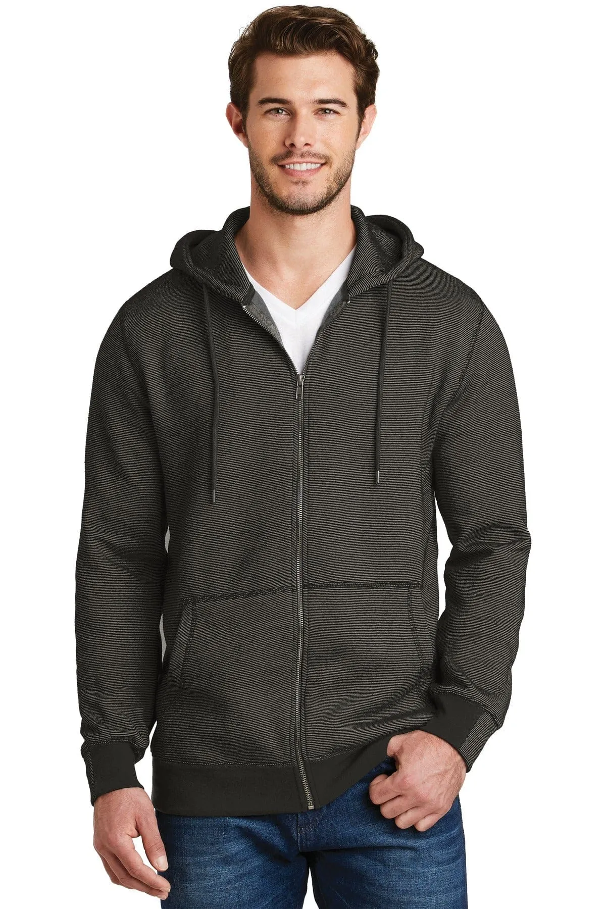 DISCONTINUED  District Made ®  - Mens Mini Stripe Full-Zip Hoodie. DM390