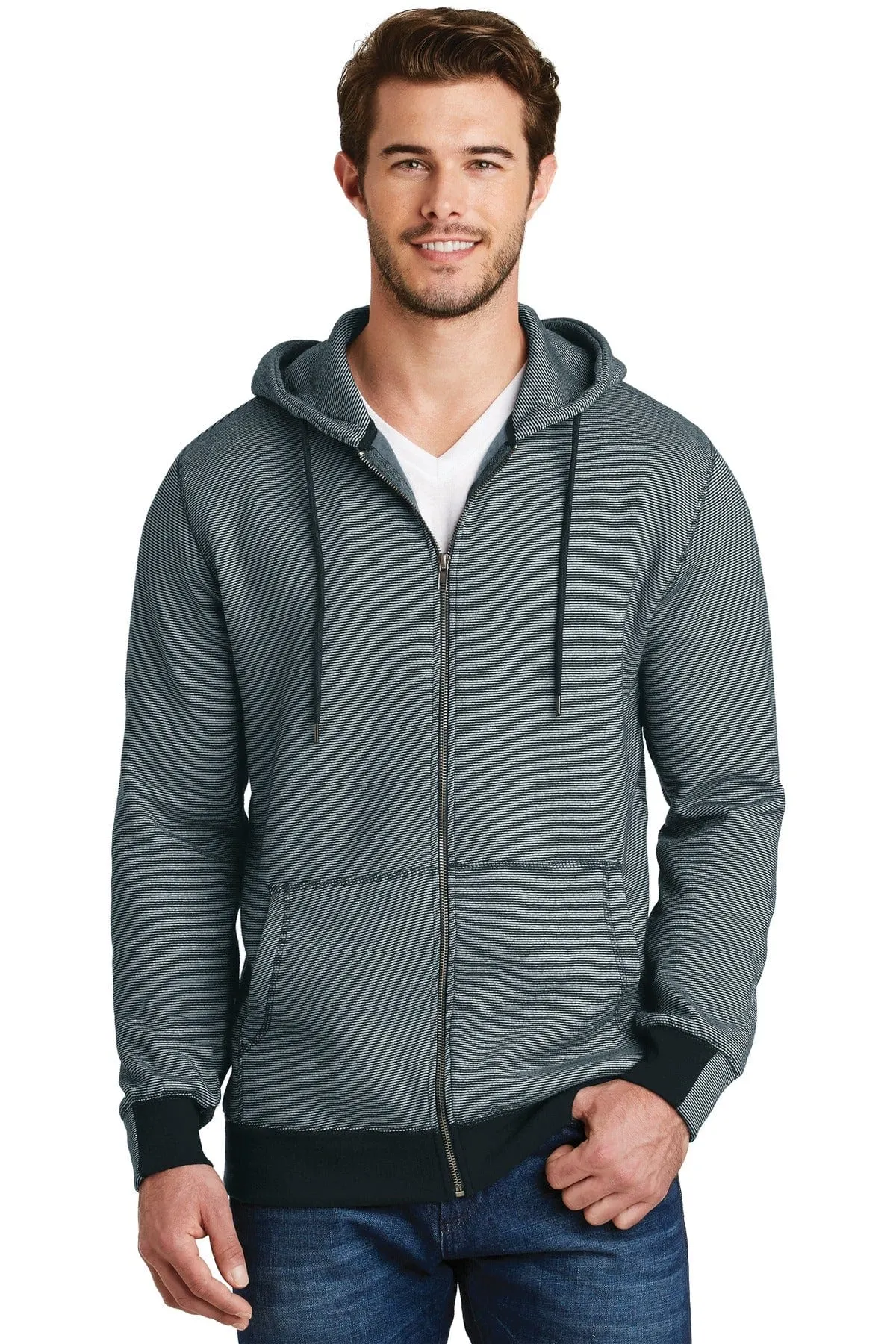 DISCONTINUED  District Made ®  - Mens Mini Stripe Full-Zip Hoodie. DM390