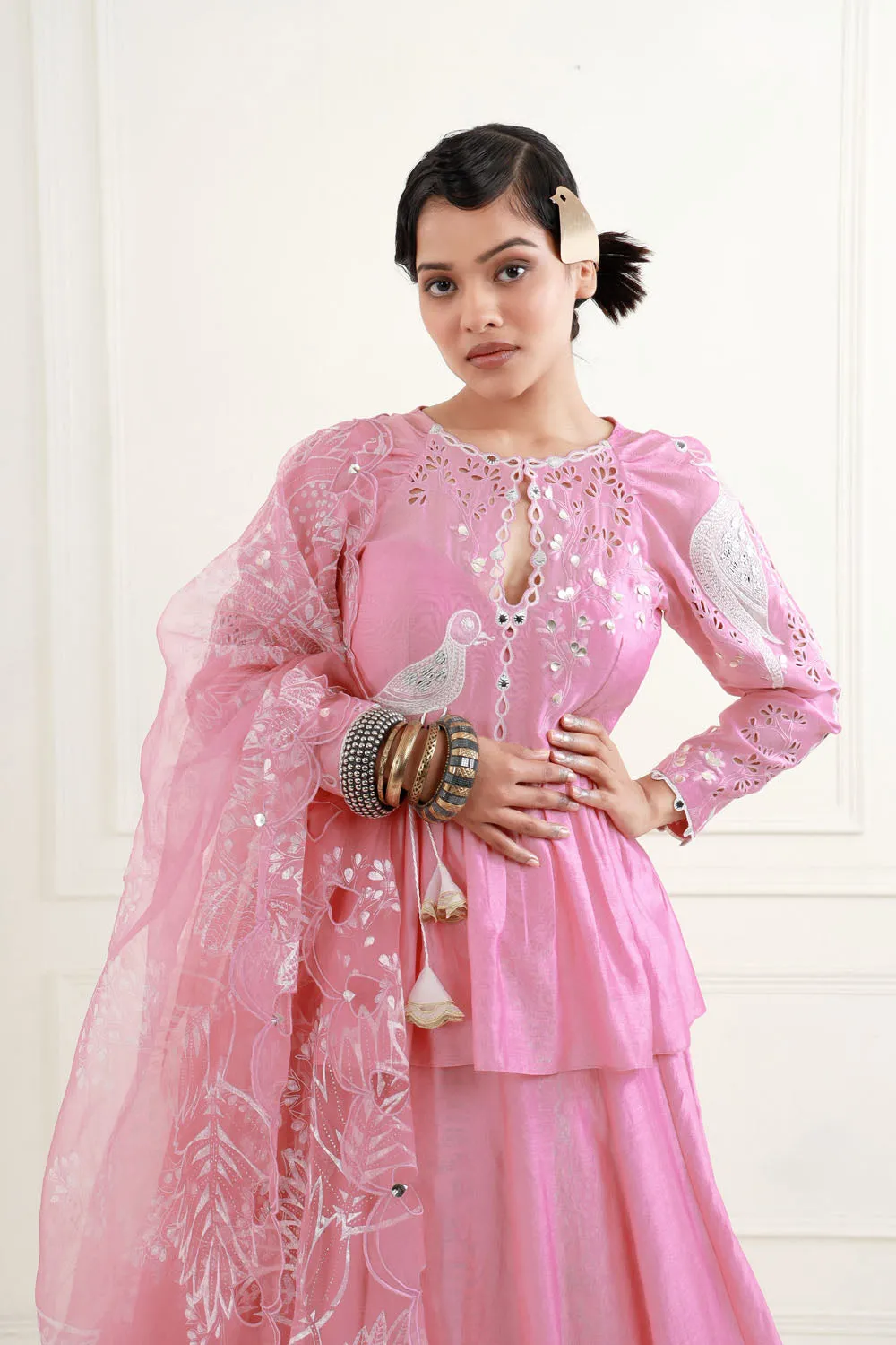 Embroidered Peplum Lehenga Set