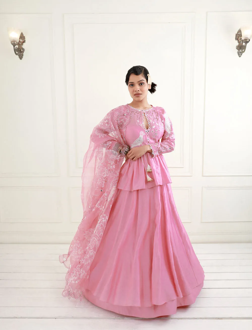 Embroidered Peplum Lehenga Set
