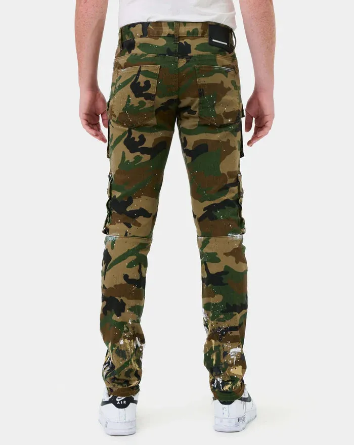 FIRST ROW: SLIM FIT CAMO PANTS