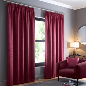 Galaxy Pair of Pencil Pleat Curtains by Fusion in Wine