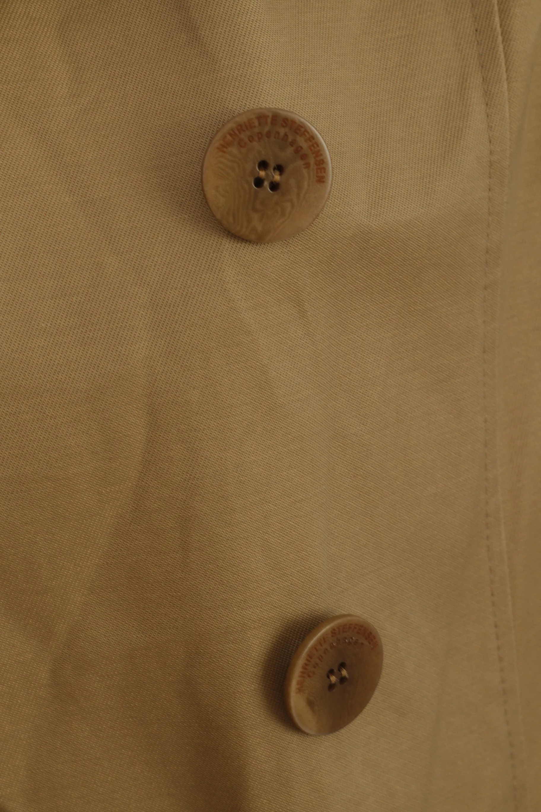 Henriette Steffensen Copenhagen Women M Trench Coat Beige Cotton Double Breasted