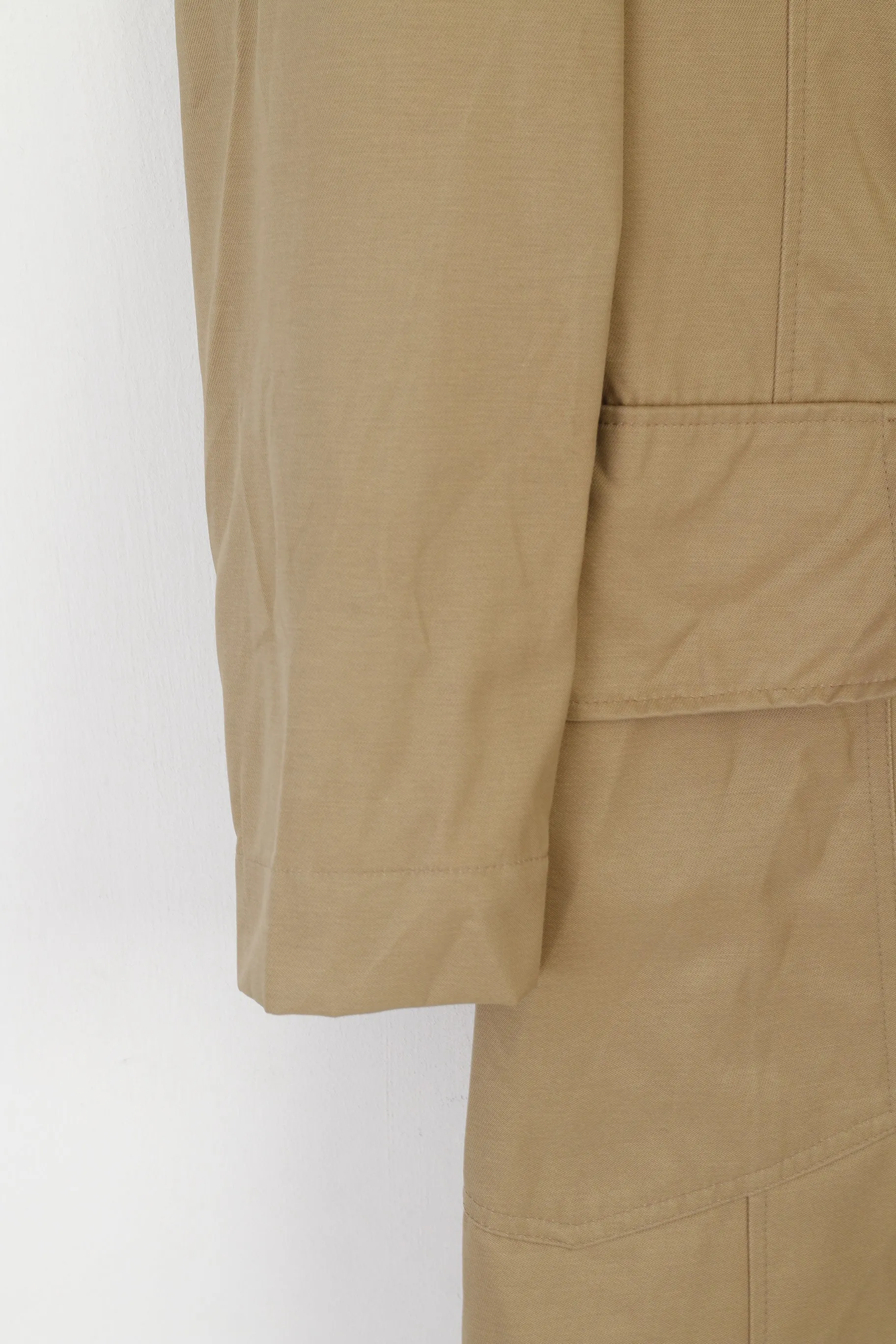 Henriette Steffensen Copenhagen Women M Trench Coat Beige Cotton Double Breasted