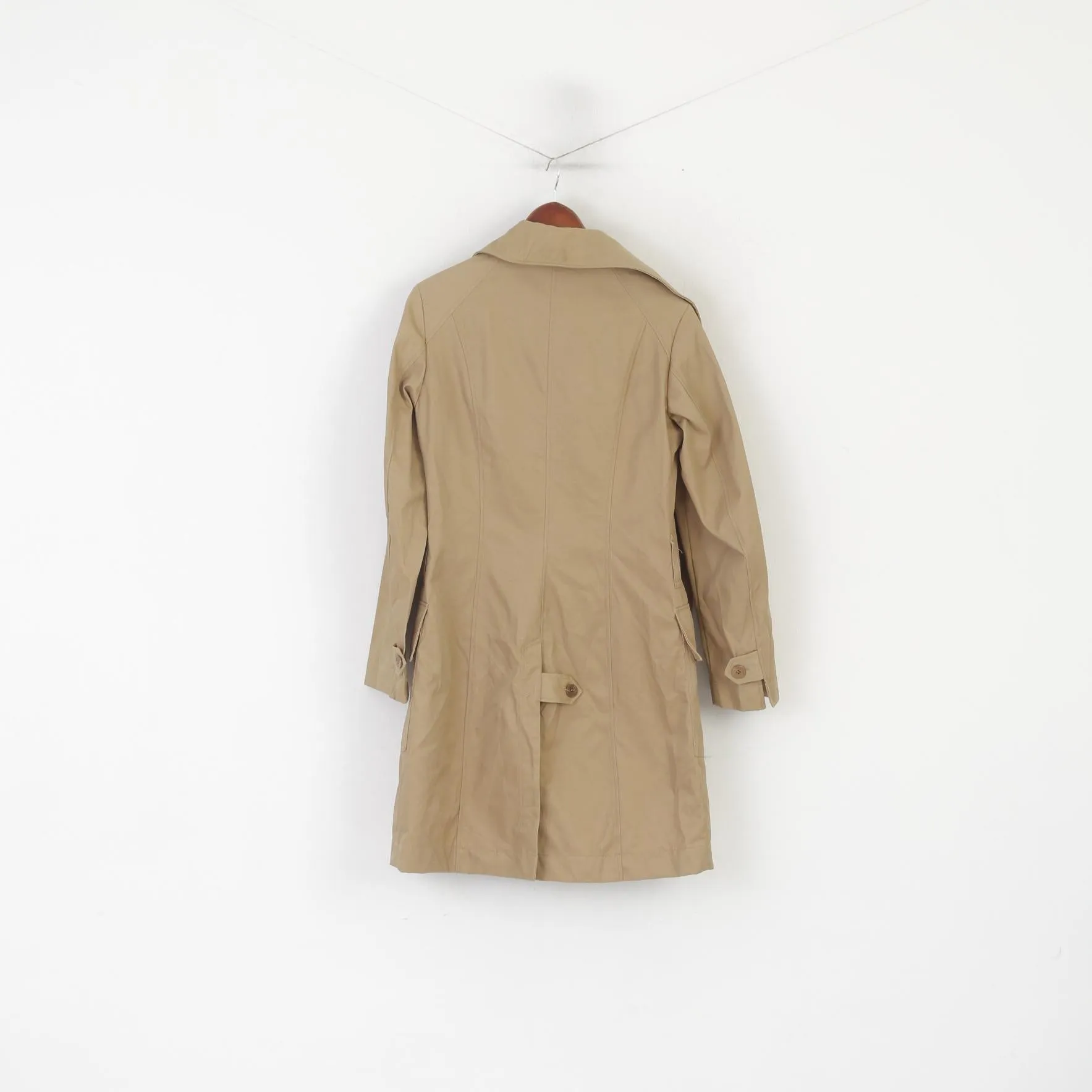 Henriette Steffensen Copenhagen Women M Trench Coat Beige Cotton Double Breasted