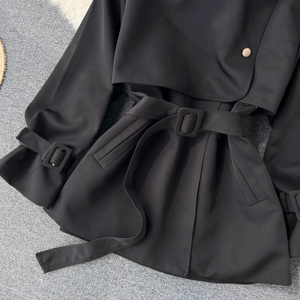 High-end Color Blocking Trench Coat