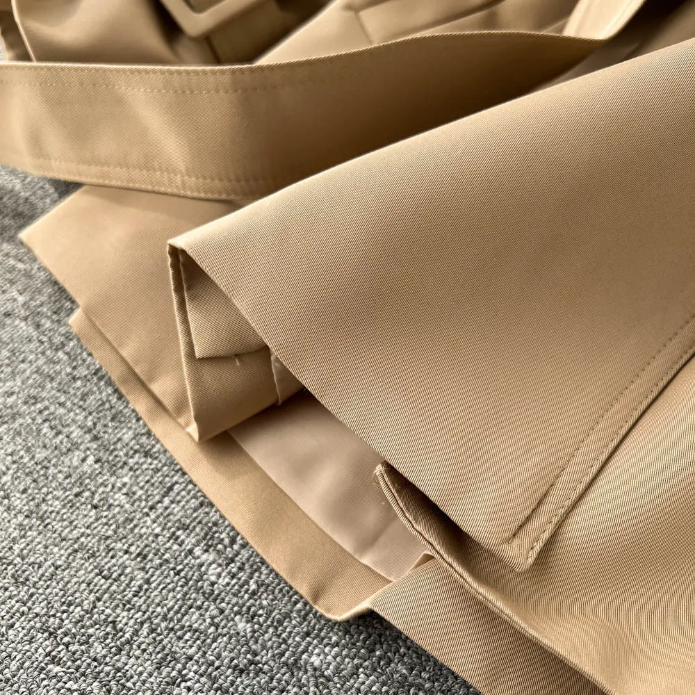 High-end Color Blocking Trench Coat