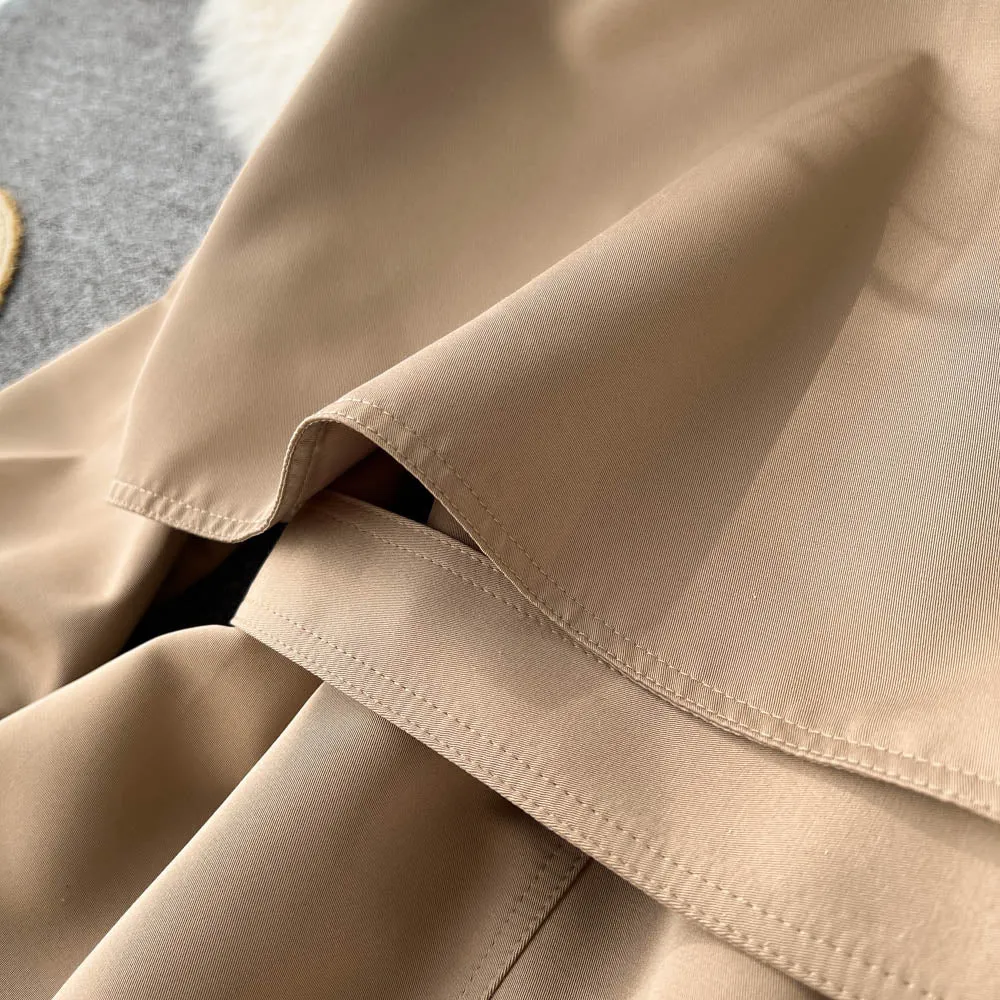 High-end Color Blocking Trench Coat