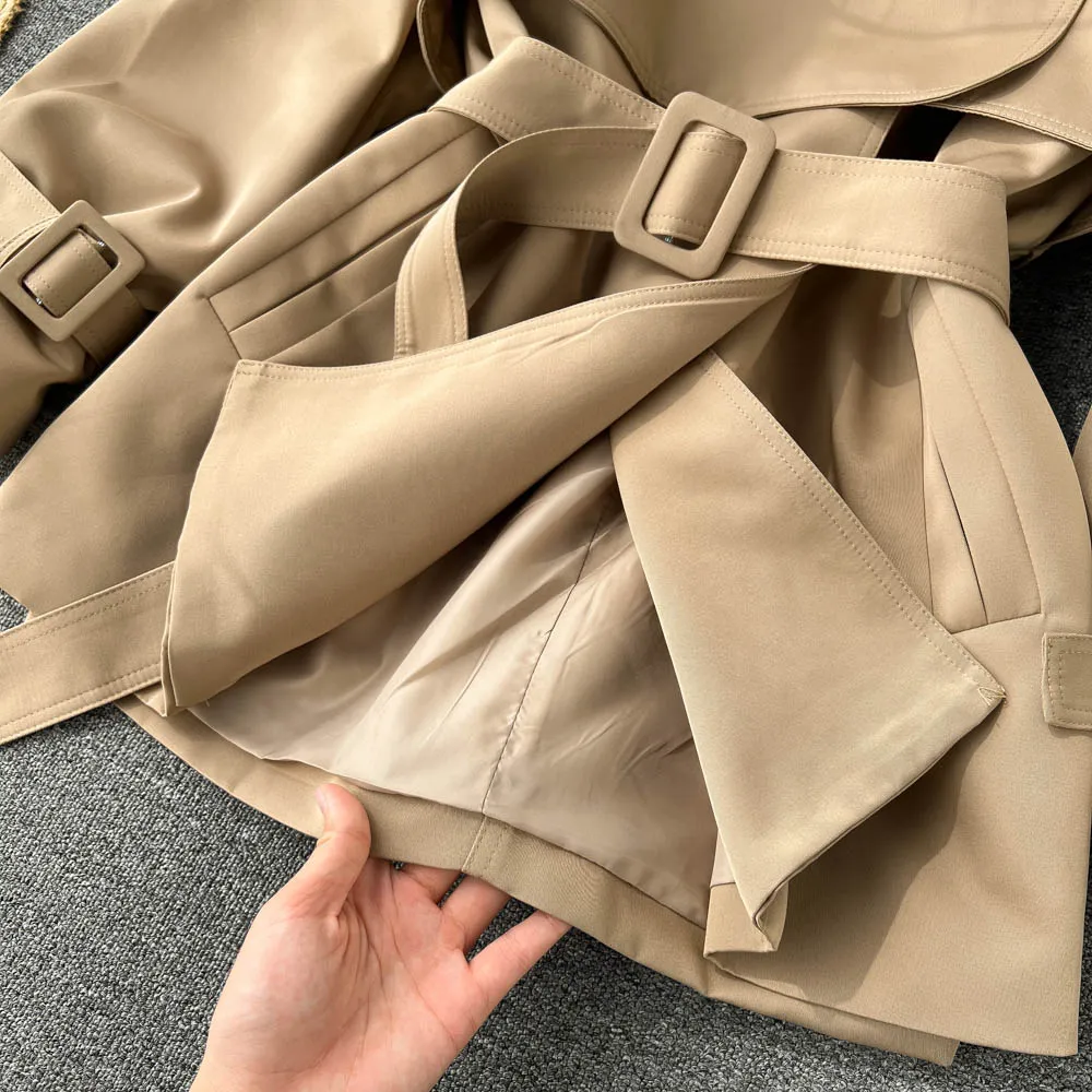 High-end Color Blocking Trench Coat