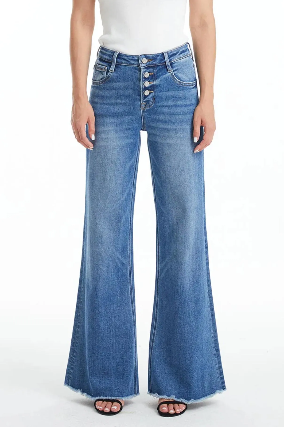 High Rise Wide Leg with Frayed Hem