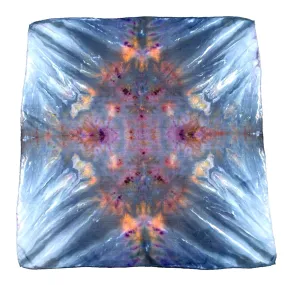 Indigo Blue Multi Colored Ice Dyed Square Silk Scarf Bandana (Copy)