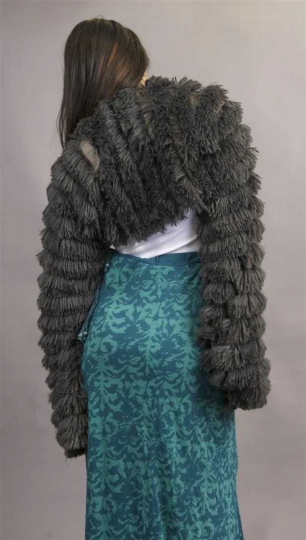 Kinkate Furry Armed Shawl Scarf in Grey