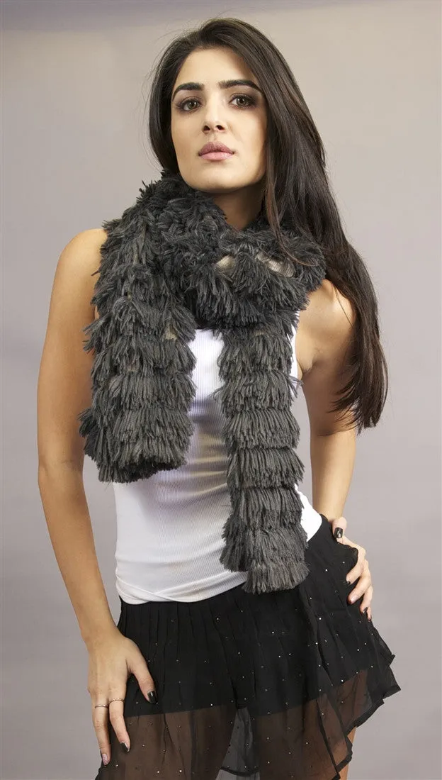 Kinkate Furry Armed Shawl Scarf in Grey