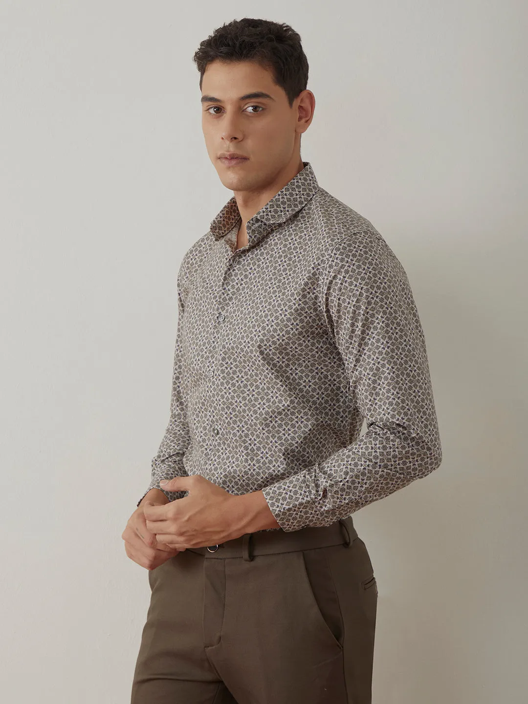 Light Brown Printed Shirt