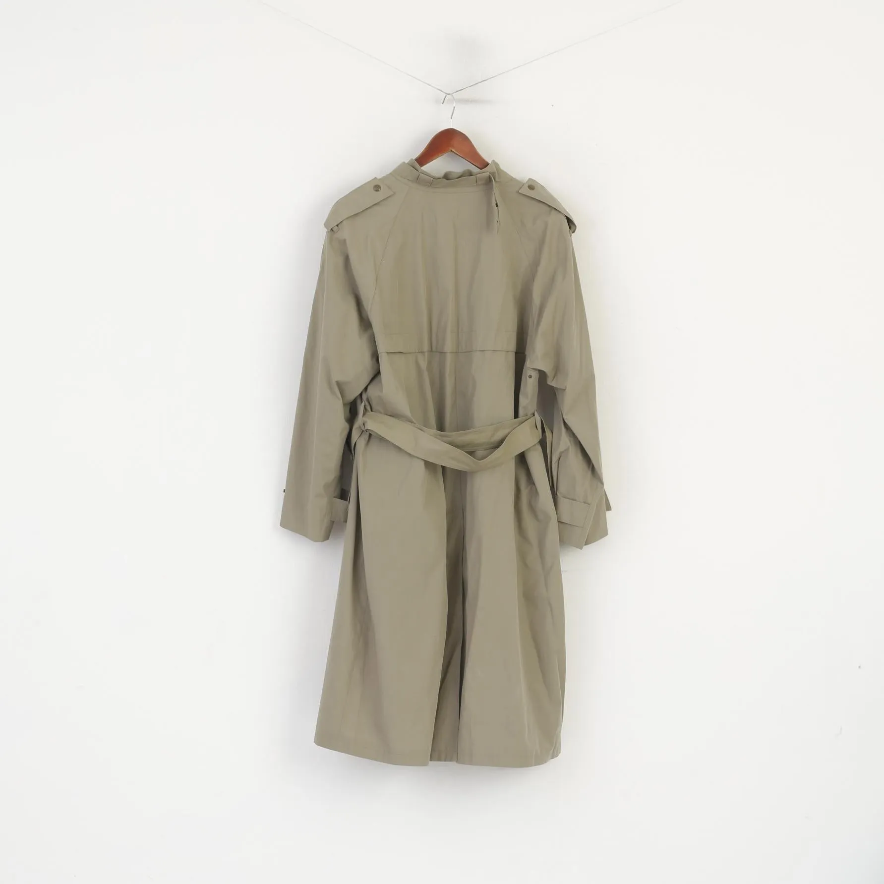 Louisoder Men 26 M Coat Khaki Cotton Blend Trench Spring Retro Belted Lightweight Mac