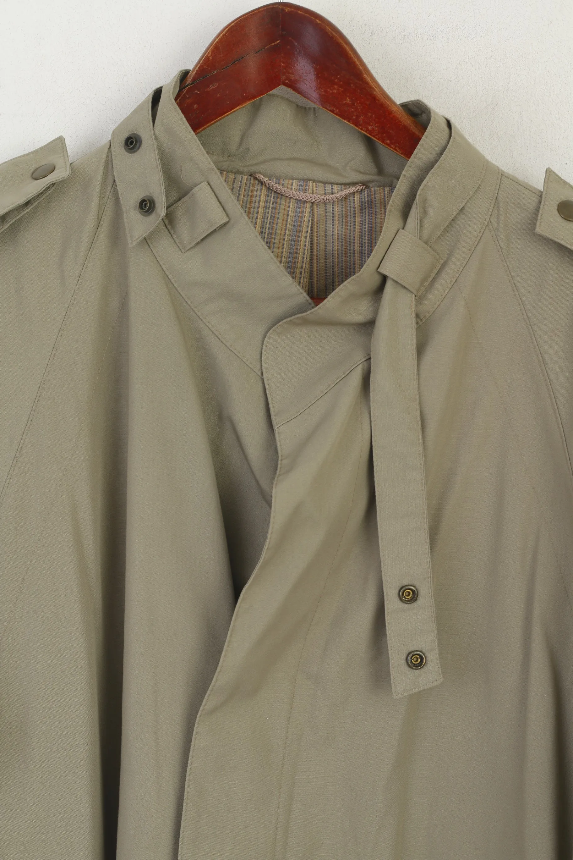 Louisoder Men 26 M Coat Khaki Cotton Blend Trench Spring Retro Belted Lightweight Mac
