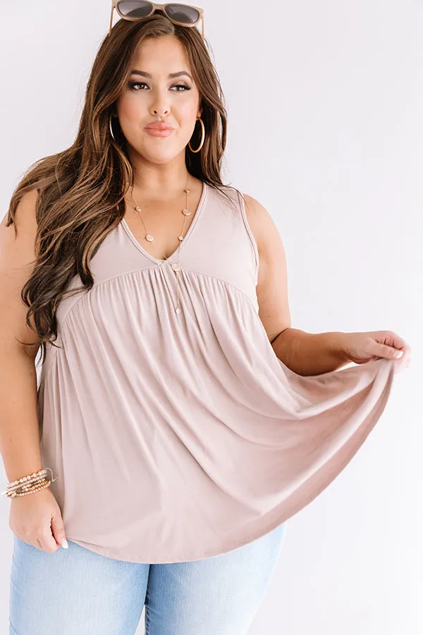 Making Wishes Babydoll Top In Iced Latte Curves