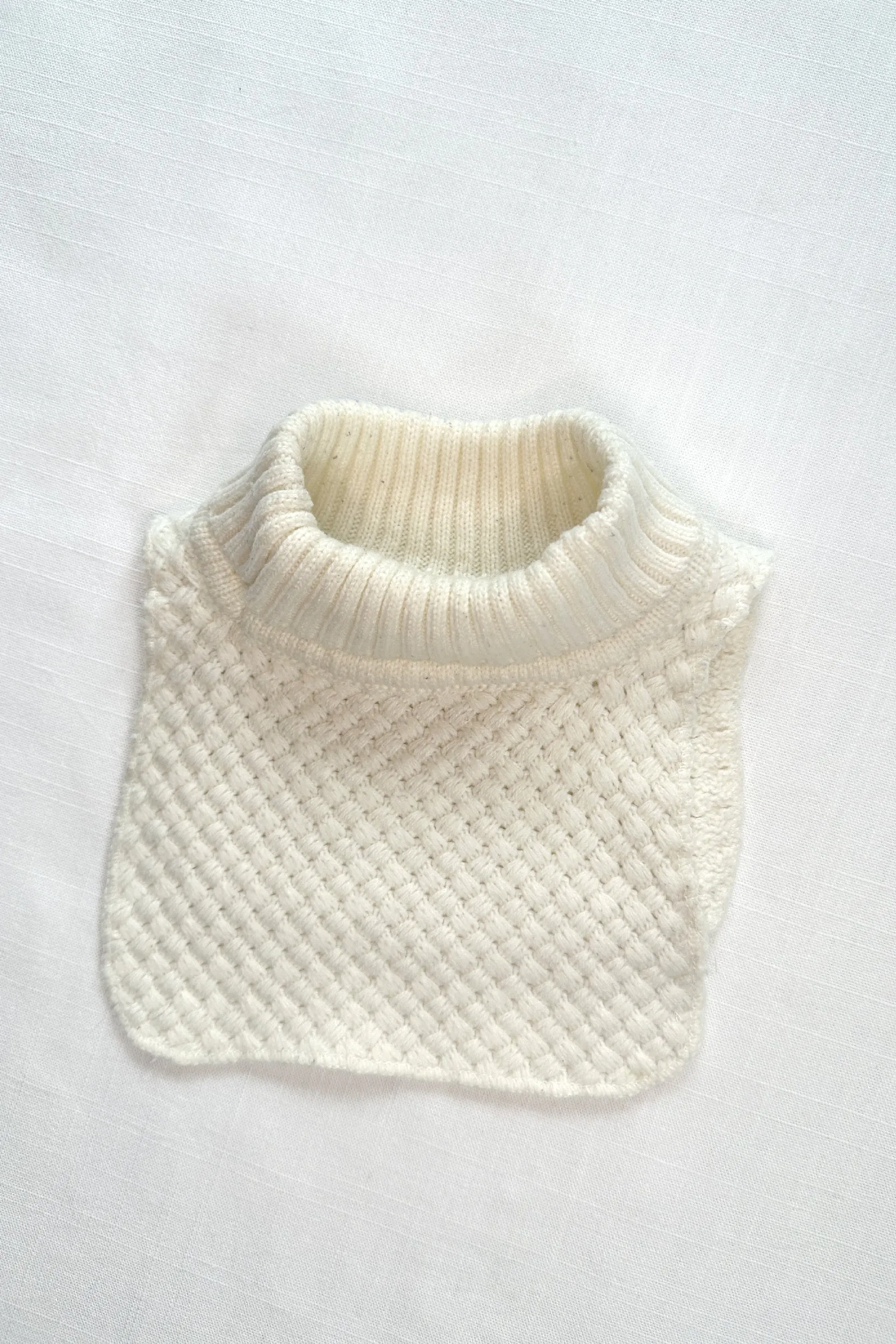 MINI: BASKET KNIT POLO-NECK COLLAR