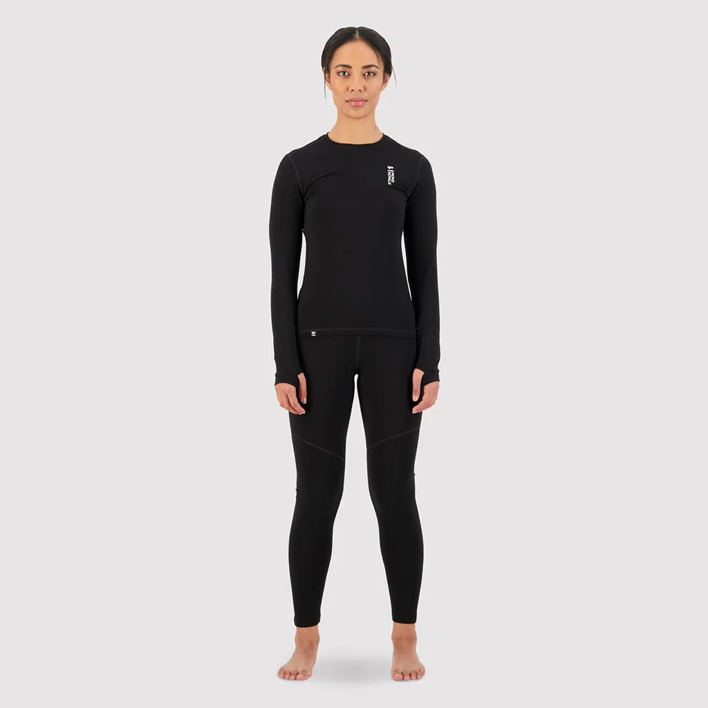 Mons Royale Womens Cascade Merino Flex LS Thermal Top - Black
