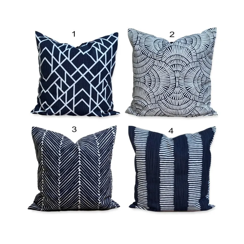 Navy blue & white swirls