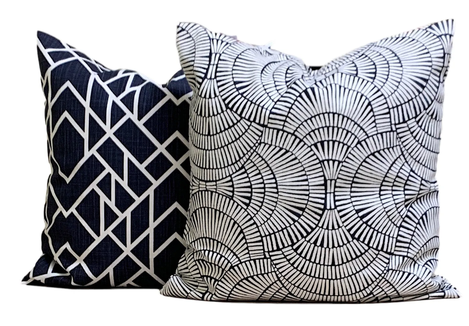 Navy blue & white swirls