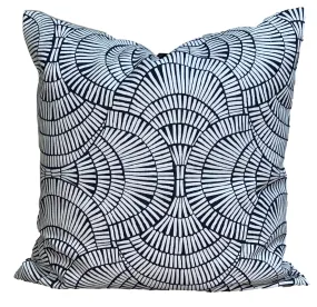 Navy blue & white swirls