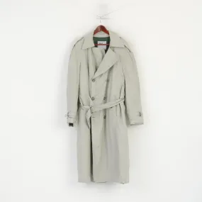 Norwind Men 52 L Coat Beige Cotton Erba Travel Lined Vintage 90s Belted Classic Trench
