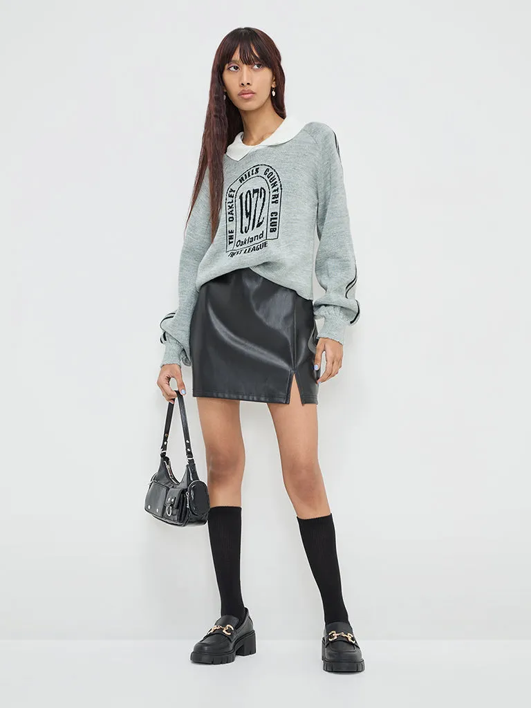 Nuon Grey Text Design Sweater
