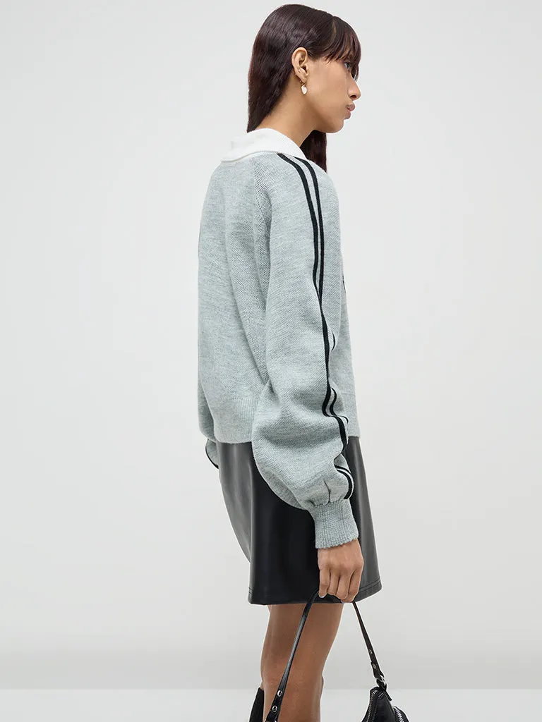 Nuon Grey Text Design Sweater