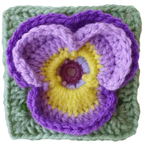 Pansy Flower Granny Square - BllomScape CAL #8
