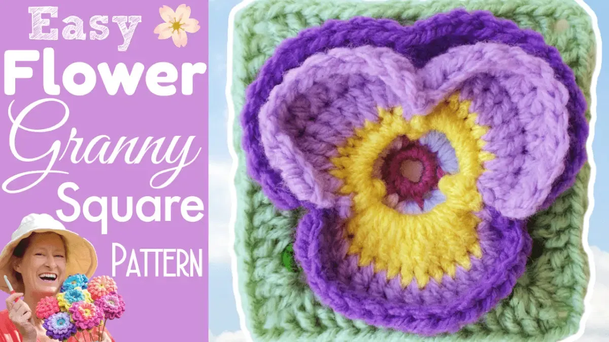 Pansy Flower Granny Square - BllomScape CAL #8