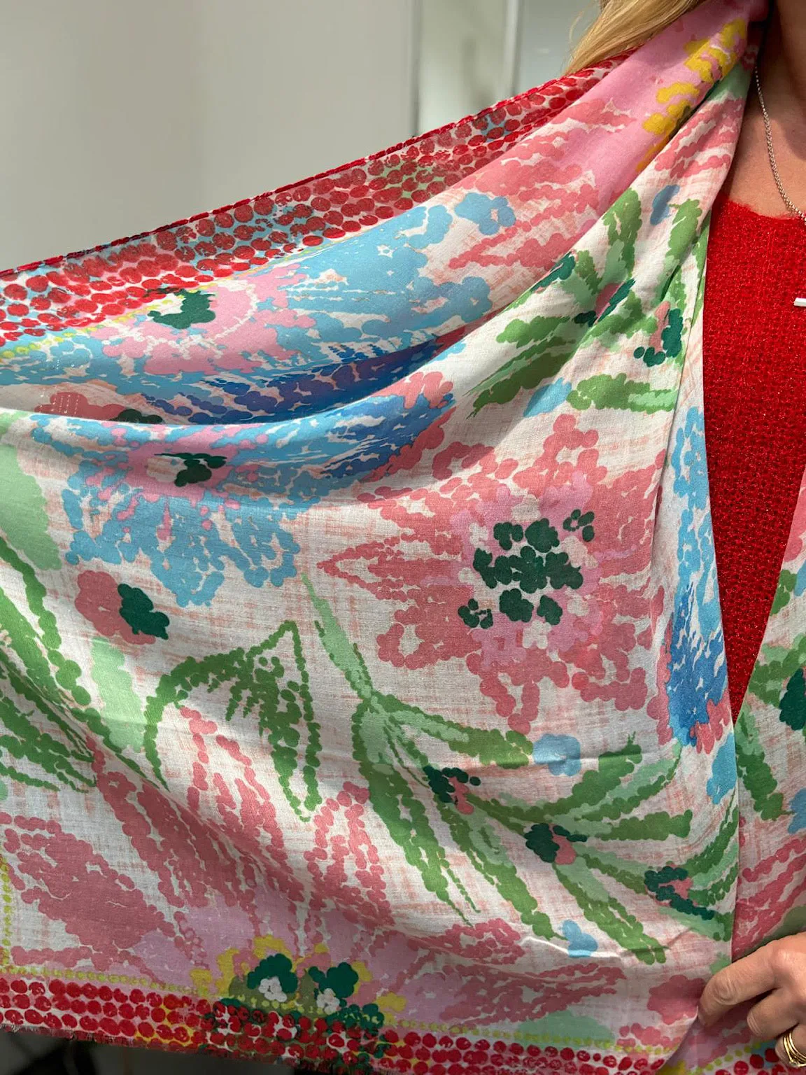 Pink Sketch Flower Scarf