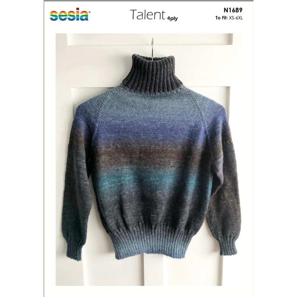 Polo Neck Top Down Raglan Jumper Knitting Pattern (N1689)
