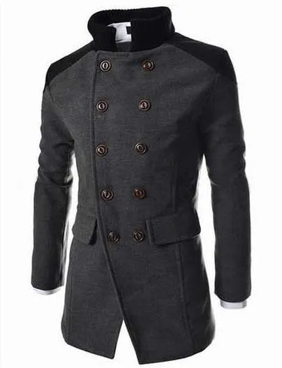 Premium Double Breasted Wool Blend Peacoat