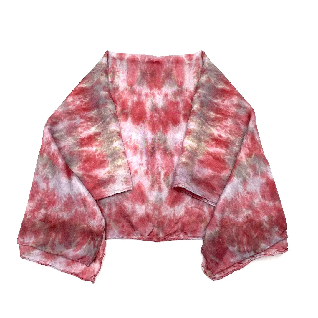 Red Sienna Tie Dye Silk Bandana Scarf