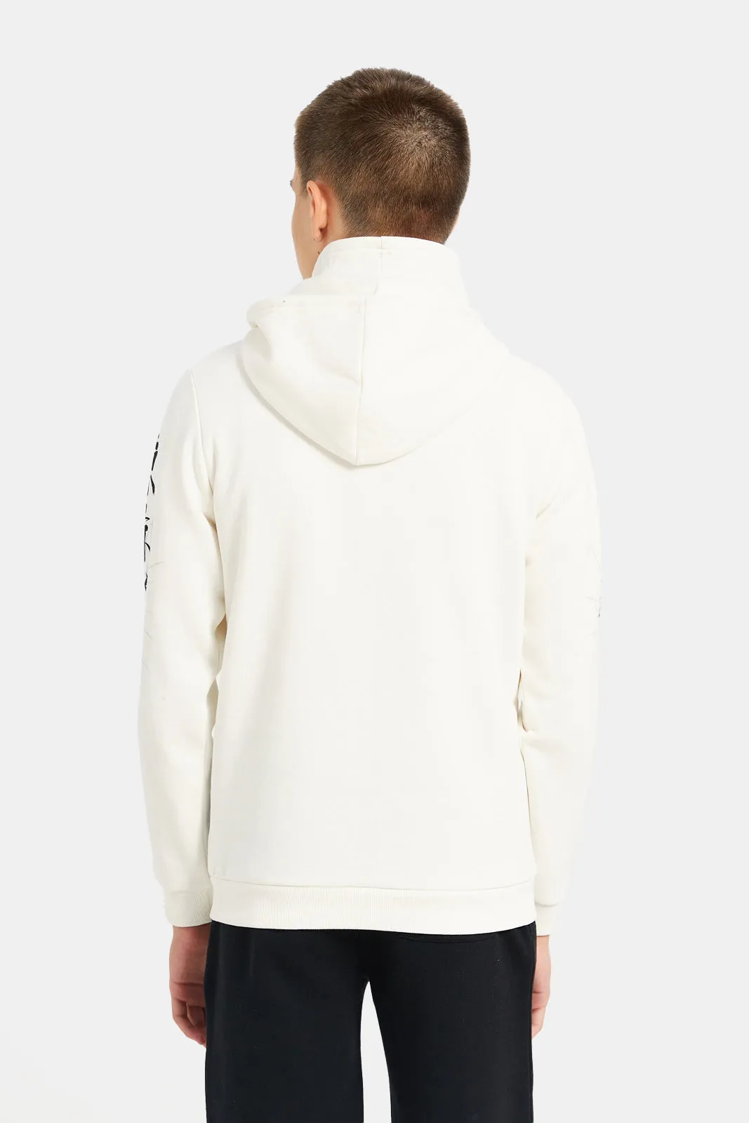 Senior Boys White Ninja Print Hooded Sweatshirt